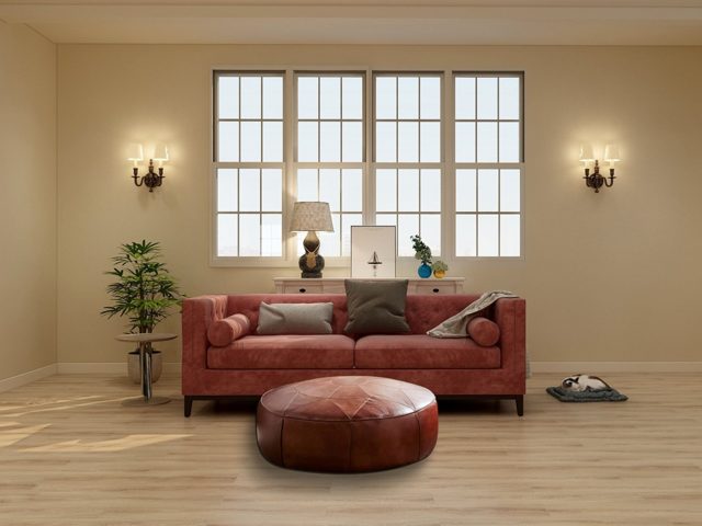 Compass Moroccan Leather Pouf