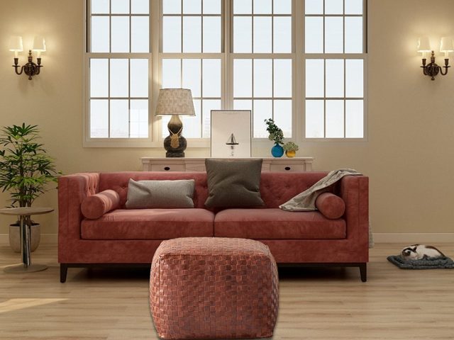 Hand-Braided Moroccan Leather Pouf – photo 3