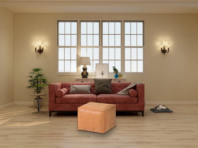 Square Moroccan Leather Pouf – photo 3