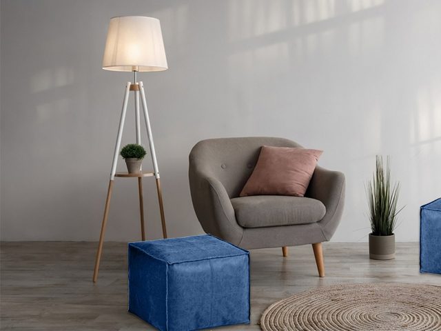 Stitched Square Moroccan Leather Pouf – photo 2