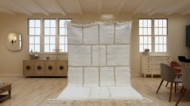 White Checkered Moroccan Rug – photo 1