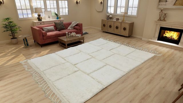 White Checkered Moroccan Rug – photo 2